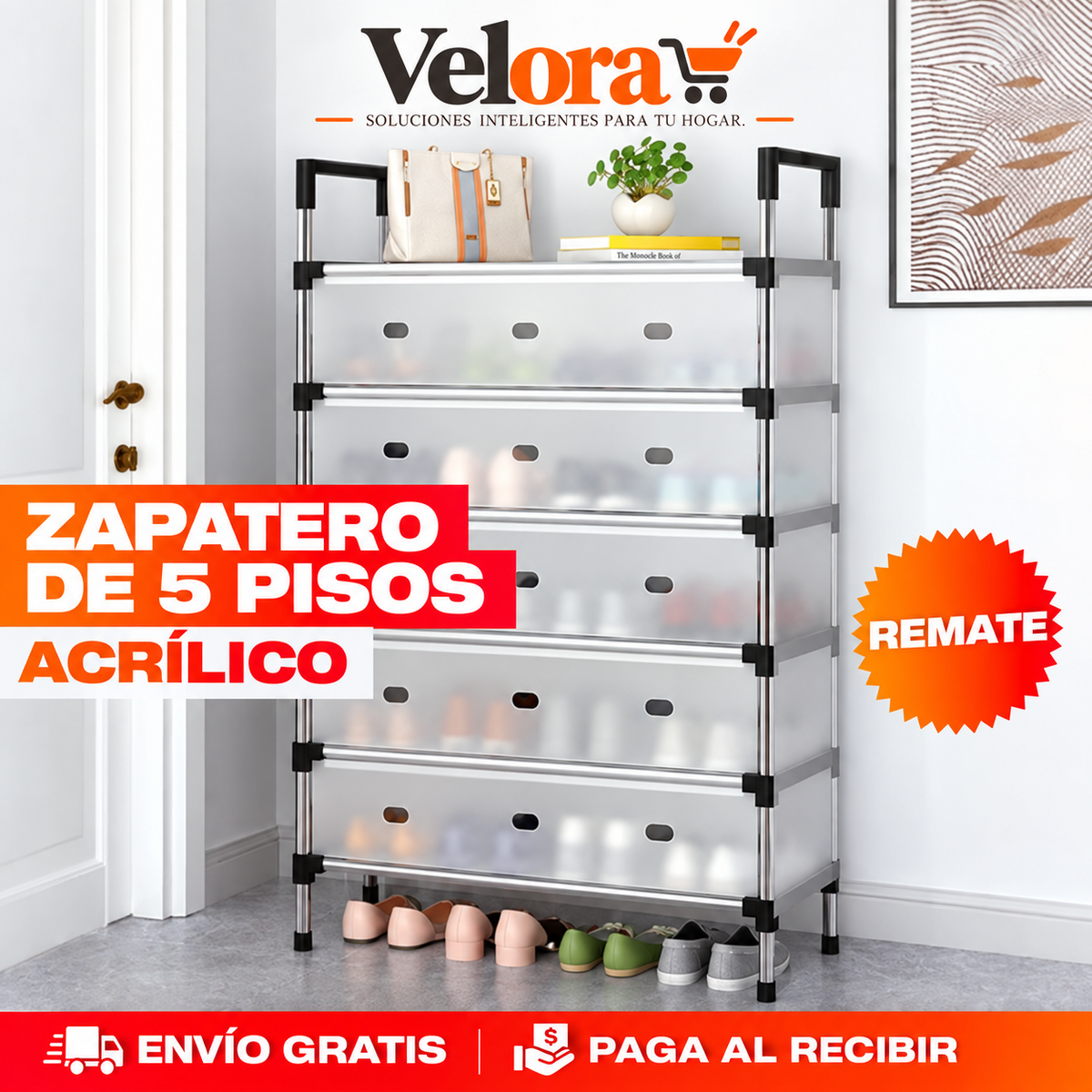 Zapatero de 5 Pisos en Acrílico